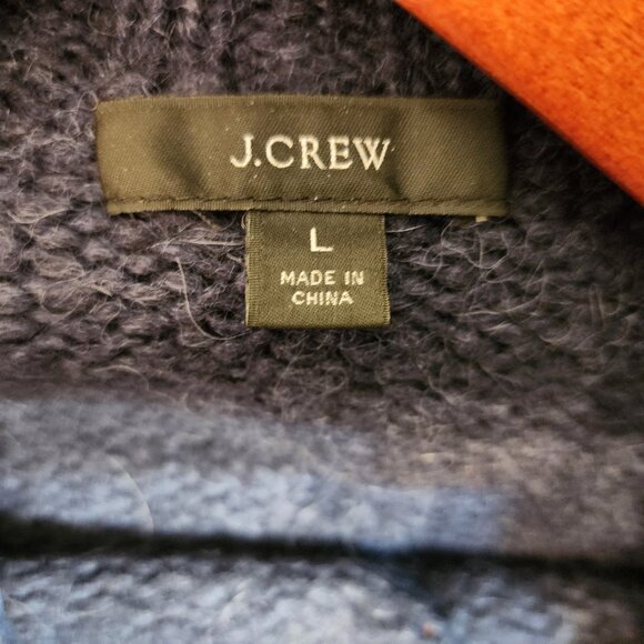 J Crew Blue Embellished Alpaca Wool Blend Crewneck Holiday Sweater Women L Chic - Picture 3 of 16